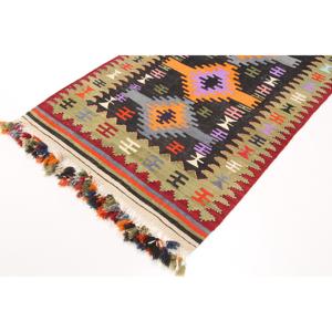 Tapis turc, 3,5 x 6,1 pieds, tapis en laine rouge Ikat - Product Image 2