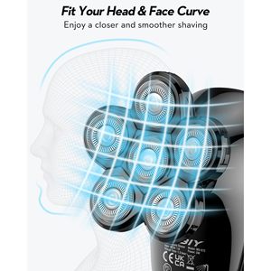 Rasoir électrique pour homme étanche IPX7, avec cinq têtes de rasage et tondeuse pour calvitie, kit de toilettage barbe et poils du nez, utilisation humide et sèche, idéal pour les voyages en camping-car - Product Image 6