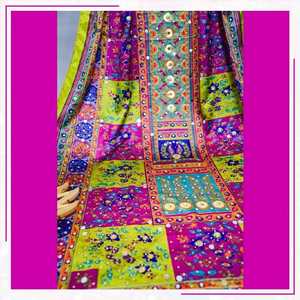 100% High Quality Traditional Banarasi Silk <b>Shawls</b> Punjabi Dupatta <b>for</b> <b>Women</b> Mirrors & Gotta Hand Work Ethnic <b>Shawls</b> Available - Product Image 2