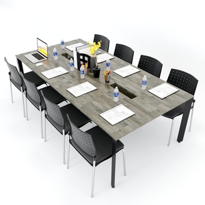 Contemporary Minimalist 120x240cm <b>Foldable</b> Conference <b>Table</b> <b>with</b> Triangular Iron <b>Legs</b> HBTA010 - Product Image 2