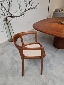 Miller Simple Dining Chair Made of Quality Solid Teak Wood and <b>Waterproof</b> <b>Cushion</b> with Walnut Finish <b>for</b> Indoor Dining Use. - Product Image 5