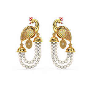 Boucles d'Oreilles Perle Paon Radiant en Or Jaune - Product Image 4