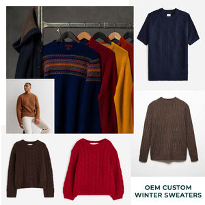 Pulls grande taille pour hommes pour l'hiver OEM tricots standard personnalisés en mélange de laine acrylique poignets côtelés couleur unie vêtements quotidiens décontractés - Product Image 5