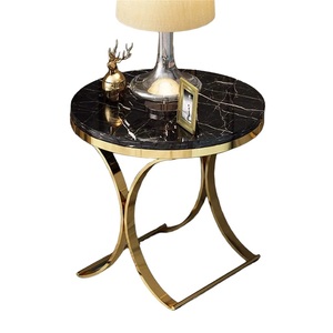 Wholesale Modern Style Coffee Table Attractive Marble Top Big Size Golden Frame Side Table Movable Decorative Table <b>Accessories</b> - Product Image 1