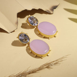 ต่างหูทรงวงรีคลาสสิกชุบทองสำหรับงานปาร์ตี้และเป็นของขวัญ - Product Image 2