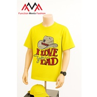 T-shirt pour homme en coton 65% + élasthanne 35% imprimé (impression graphique) devant, décontracté, streetwear, vêtements de plage, jaune, t-shirt pour homme à manches courtes, coupe régulière