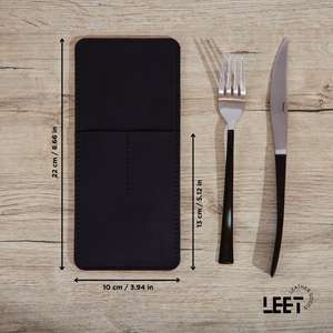 กล่องใส่ช้อนส้อมหนังอย่างดี ทนทาน พกพาสะดวก กันน้ำ กันกระแทก เหมาะสำหรับการเดินทาง ปิกนิก และตั้งแคมป์ - Product Image 3