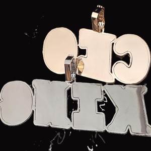 Bijoux fins pendentifs et breloques 14K or blanc rose pendentif style hip hop pendentif en diamant taille baguette pour hommes femmes - Product Image 4