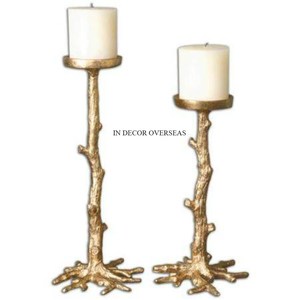 Copper Antique Finished & Silver Shiny Polished Heavy Duty Metal Antler Designer <b>Candle</b> <b>Stick</b> <b>Holder</b> Table Centerpiece Supplies - Product Image 2