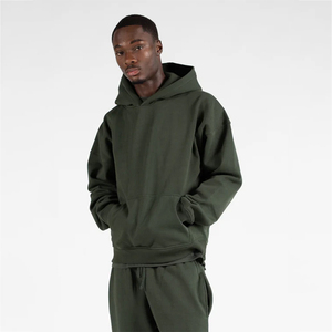 เสื้อมีฮู้ด600 GSM สำหรับผู้ชายเสื้อผ้าแนวสตรีทผ้าคอตตอนรุ่นเฮฟลีซโลโก้ด้านหน้ามีฮู้ดผลิตจากปากีสถาน - Product Image 3