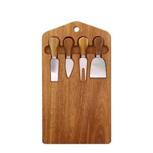Juego de queso con mango de madera de 5 piezas con bloque de madera, herramientas de queso para utensilios de cocina, artículo de mesa en restaurante - Product Image 2