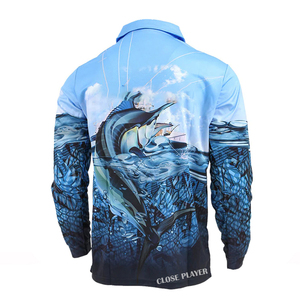 Suministro personalizado protección Uv manga larga pesca deporte hombres pesca ropa fábrica barato poliéster sublimación pesca camisas - Product Image 2