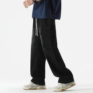 2025ใหม่กางเกงคาร์โก้วินเทจสำหรับผู้ชายกางเกงยีนส์ทรงแบ็กกี้สีน้ำเงินทรงหลวม Y2K ข้างมีกระดุมลายทางด้านข้างสไตล์ฮิปฮอปแฟชั่น - Product Image 3