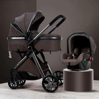 Poussette bébé légère, cadre en alliage d'aluminium, pliable, portable, capacité de charge de 15 kg, nouveau-né à 3 ans, tissu Oxford, marron
