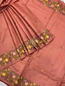 Telar manual 100% para mujer Pure Tussar Munga Silk Saree tejido a mano bordado verano Premium tela artesanal India dibujado a mano - Product Image 5