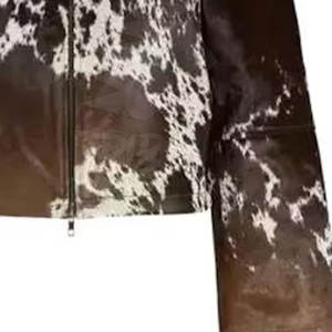 Chaquetas de cuero de piel de vaca hechas a mano colección de invierno 2025 con logotipo frontal chaquetas de cuero con pelo de Pakistán a la venta - Product Image 4