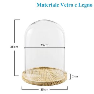 25x36 cm vetro trasparente campana con Base in legno per decorazioni di nozze oggetti fiori bomboniere - Product Image 2