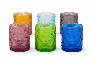Durable Handmade Glasses Drinkware Set of 6-pcs Glasses 30 cl (10 fl oz) Modern Multicolor Colored Glass Paste Aurora by Excelsa - Product Image 5