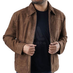 Veste en daim de haute qualité pour homme, avec fermeture éclair et logo frontal, pour un style décontracté et urbain - Product Image 4