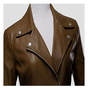 Nueva chaqueta de bombardero de cuero de oveja auténtica con estilo transpirable, chaqueta de cuero corto para mujer - Product Image 3