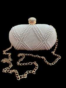 Vente chaude Sacs à main de mariage nuptiale perlée Chaînes de sac de soirée Prix bon marché Pochettes perlées Sac à main élégant en perles d'Inde - Product Image 2