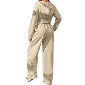 Conjunto Deportivo Informal con Capucha para Mujer, Fabricante Mayorista, Chaqueta y Pantalones con Logotipo Personalizado, 100% Algodón, Antiestático, Ropa Deportiva al por Mayor - Product Image 4