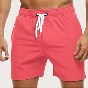 Shorts de plage pour hommes, nouvelle collection été, haute qualité, en toile, séchage rapide, respirant, élastique, polyvalent, style décontracté urbain, couleur unie - Product Image 4