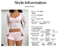 Ensemble deux pièces pour femmes, haut à manches longues avec col en V et short, pour la salle de sport, style sportif Y2K, tenue d'été pour l'entraînement quotidien