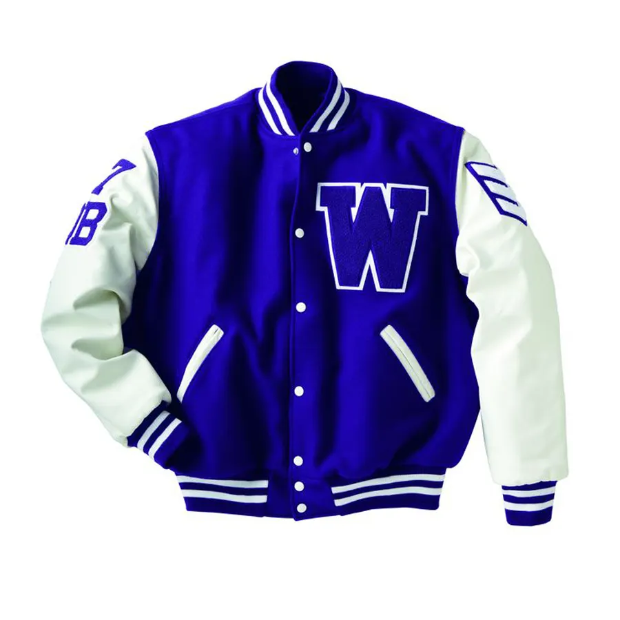 Wool And Leather Sleeves Letterman Jacket