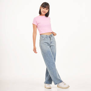 Women's Casual <b>Pink</b> Cropped <b>Tshirt</b> by Babytee Breathable Anti-Pilling Cotton Quick Dry O-Neck Collar Tops Eco-Friendly Price - Product Image 3