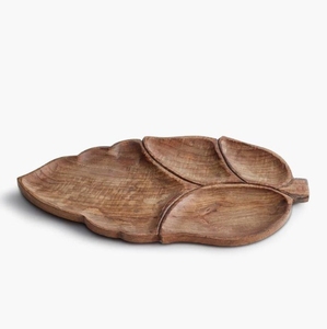 Plato de madera creativo con forma de hoja a precio asequible para restaurante, hogar, boda, fiesta, uso - Product Image 4