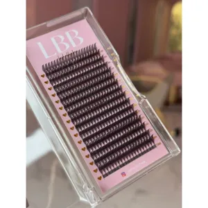 Brown Premade <b>Fanned</b> <b>Eyelash</b> Tray-Korean PBT Fiber Mixed Length CC LC DD LD Curl High Quality - Product Image 1
