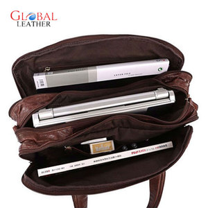 Maletín de mensajero para ordenador portátil de cuero marrón de alta calidad de 16,5 pulgadas, correa de hombro impermeable de gran capacidad duradera, estilo informal - Product Image 4