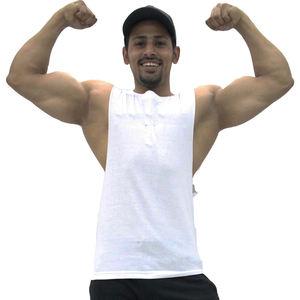 Camisetas sin mangas transpirables informales de talla grande para hombre, estampado de seda de secado rápido, tejido 100% de algodón, logotipo personalizado para culturismo OEM - Product Image 6