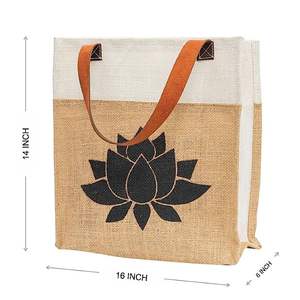 Sacs à provisions en jute écologique avec poignées en cuir véritable Spacieux fabriqués avec soin Solution polyvalente pour un usage quotidien - Product Image 6