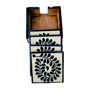 Trendy Bone Inlay <b>Coasters</b> <b>Pink</b> With Square Leaf Design Mat Pads for Home Office Table Decoration New Model - Product Image 2