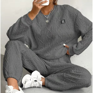 <span class=keywords><strong>Ensemble</strong></span> sweat-shirt et pantalon décontracté à manches longues en jacquard pour femme, nouvelle collection automne/<span class=keywords><strong>hiver</strong></span> 2025 - Product Image 1