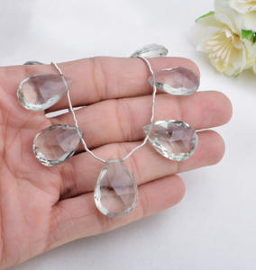 Collier en améthyste verte facettée en forme de poire, pierre précieuse naturelle, 1 brin pour la fabrication de bijoux fins - Product Image 5