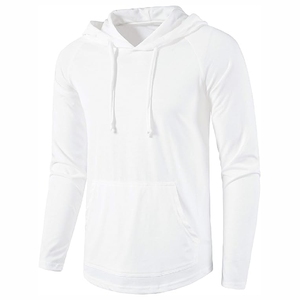 Sweat-shirt à capuche blanc uni, style streetwear minimaliste, avec cordons de serrage ajustables - Product Image 3
