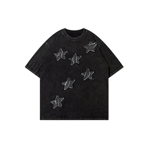 Venta al por mayor 100% algodón lavado ácido camiseta de gran tamaño 250Gsm peso pesado personalizado estampado patrón sólido estilo vintage hombres ropa casual - Product Image 1