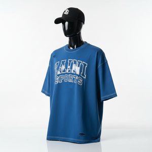 Camiseta de Hombre, Corte Cuadrado, Tela de Jersey de Algodón de Alta Calidad, 240 GSM, Transpirable, Azul, Estilo Urbano, Estampado, Camisetas para Hombre - Product Image 4