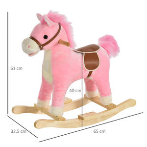 HOMCOM-Caballo de juguete de madera con sonidos realistas para bebés de 36 a 72 meses, AA Incluye 2 pilas, color rosa - Product Image 3
