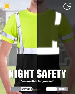 T-shirt de sécurité haute visibilité à manches courtes Logo personnalisé Bande réfléchissante Vêtements de travail Chemises de sécurité Vêtements de sécurité réfléchissants - Product Image 2