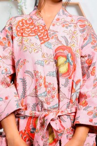 กิโมโนอาบน้ำลายดอกไม้สำหรับชายและหญิงชุดคลุมยาวสำหรับใส่ในฤดูร้อนชุดสปาผ้าลินินชุดใส่อยู่บ้านสำหรับชุดนอนสำหรับฤดูใบไม้ร่วง - Product Image 3