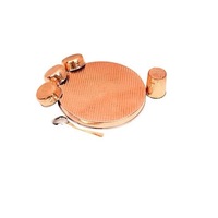 100% ensemble de dîner en cuivre véritable couleur or rose martelé avec 4 bol/cuillère/verre et assiette de chargement