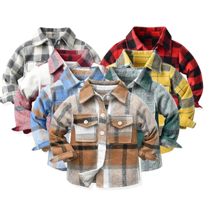 Otoño Invierno niños niñas bebé tartán Camisa de franela a cuadros chaqueta manga larga botón abajo niños camisas de franela a cuadros - Product Image 1