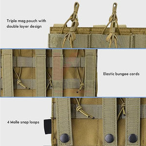 Pochette magnétique tactique triple pour paintball, support de sport, pochette à dessus ouvert, logo personnalisé, conception de couleur, marque OEM, fabricant d'usine - Product Image 3