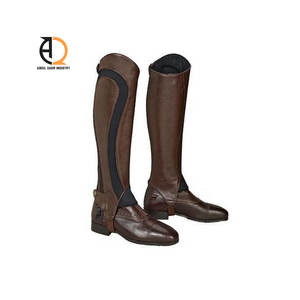 Professional High Quality Customized Leather Material Customized Logo Printing Western Style Men <b>Horse</b> Riding Half Chaps - Product Image 3