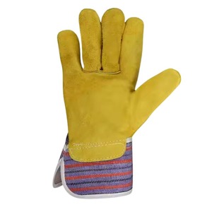 Grande demande Gant de gréeur canadien en cuir de vache fendu à paume complète de qualité extrême à manchette caoutchoutée au prix de gros à vendre - Product Image 2