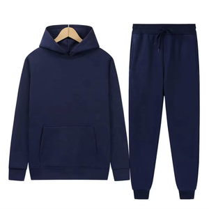 Unisex 2-Piece Breathable Solid Autumn Sweat Suit <b>Set</b> <b>Plus</b> <b>Size</b> Hoodie and <b>Joggers</b> Tracksuit Men's Sweatpants - Product Image 3